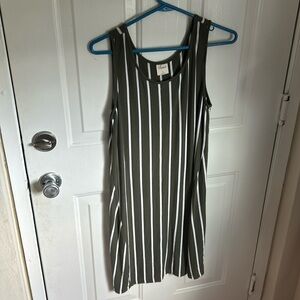 Soma Olive & White Striped Dress Size Small